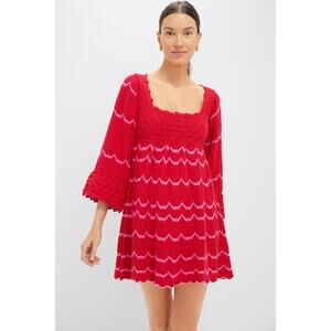 POMANDER PLACE Red Crochet Trim Devon Dress Size L NWT Retail $168 Tuckernuck